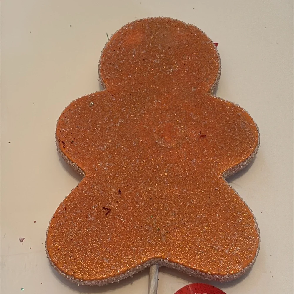 Gingerbread Man Picks Set of 13 Gingerbread Cookie Floral Tree Piks Glittery NWT
